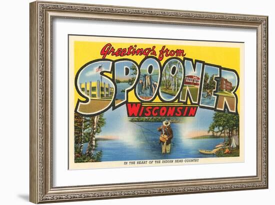 Greetings from Spooner, Wisconsin-null-Framed Art Print