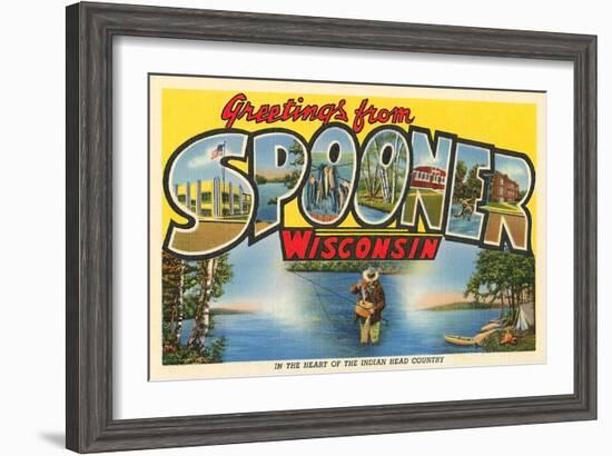 Greetings from Spooner, Wisconsin-null-Framed Art Print