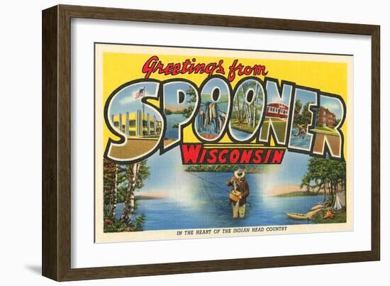 Greetings from Spooner, Wisconsin-null-Framed Art Print