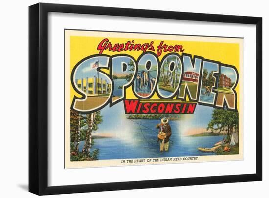 Greetings from Spooner, Wisconsin-null-Framed Art Print