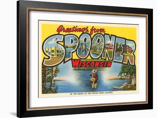 Greetings from Spooner, Wisconsin-null-Framed Art Print