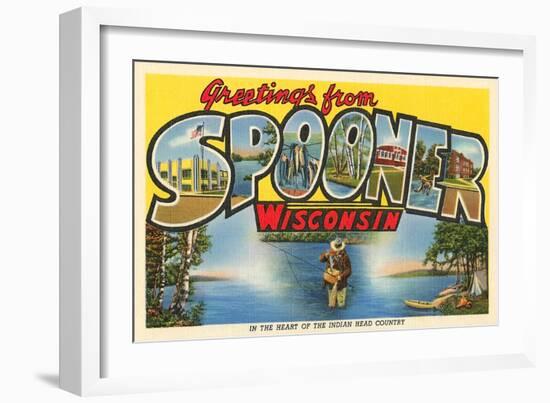 Greetings from Spooner, Wisconsin-null-Framed Art Print