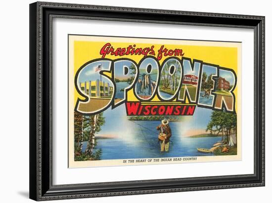 Greetings from Spooner, Wisconsin-null-Framed Art Print