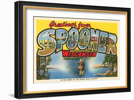 Greetings from Spooner, Wisconsin-null-Framed Art Print