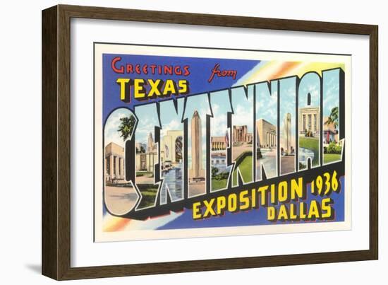 Greetings from Texas Centennial, 1936-null-Framed Art Print