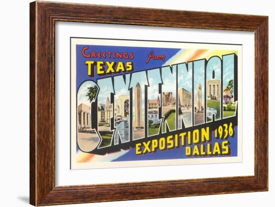 Greetings from Texas Centennial, 1936-null-Framed Art Print