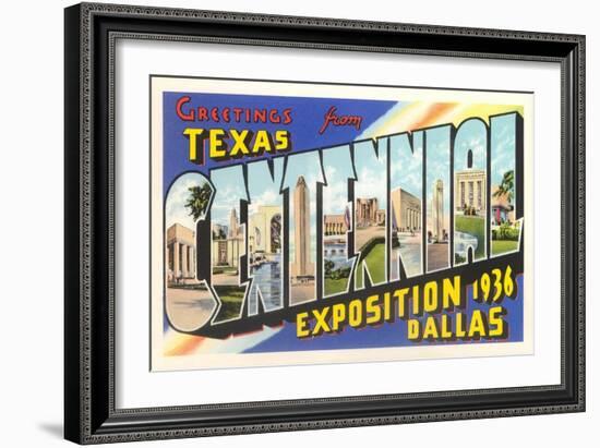 Greetings from Texas Centennial, 1936-null-Framed Art Print