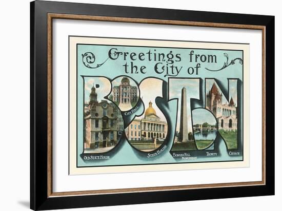 Greetings from the City of Boston, Massachusetts-null-Framed Giclee Print