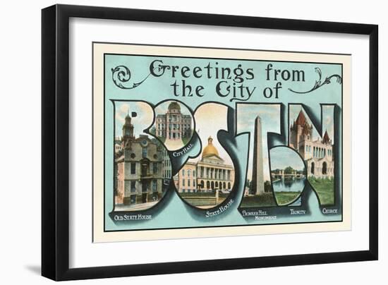 Greetings from the City of Boston, Massachusetts-null-Framed Giclee Print
