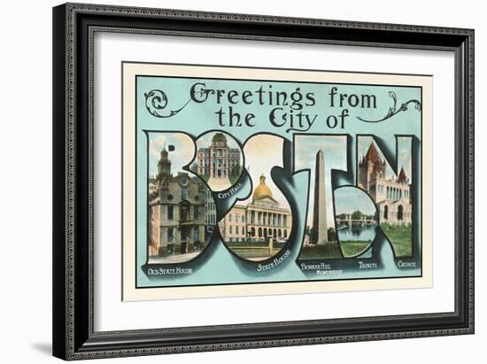 Greetings from the City of Boston, Massachusetts-null-Framed Giclee Print