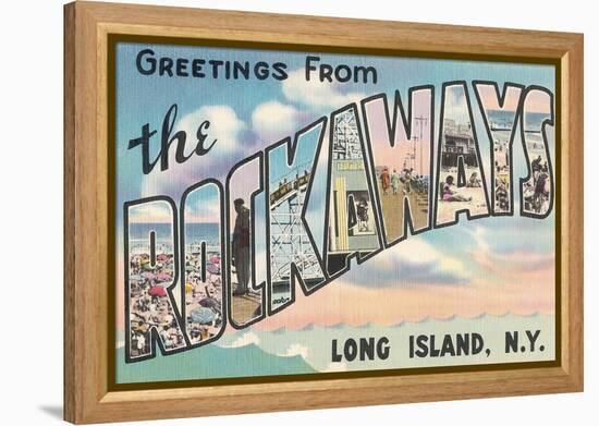 Greetings from the Rockaways, Long Island, New York-null-Framed Premier Image Canvas