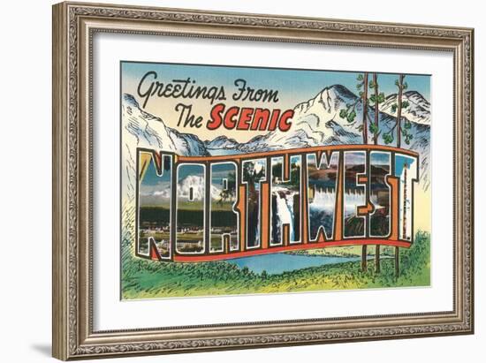 Greetings from the Scenic Northwest-null-Framed Art Print