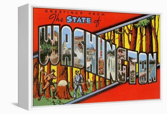 Greetings from the State of Washington-null-Framed Premier Image Canvas
