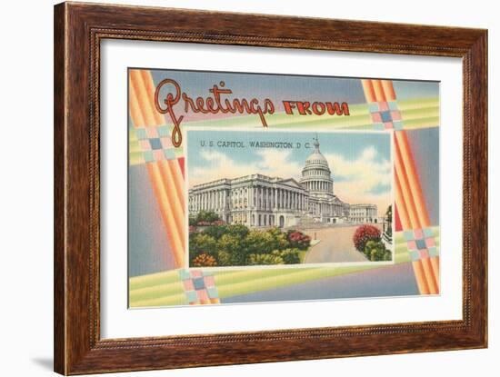 Greetings from the US Capitol-null-Framed Art Print