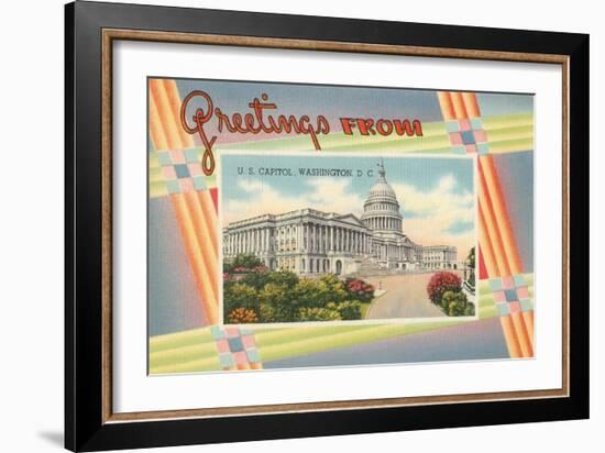 Greetings from the US Capitol-null-Framed Art Print