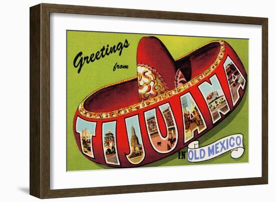 Greetings From Tijuana-Old Mexico-Curt Teich-Framed Art Print