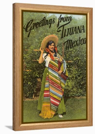 Greetings from Tijuana, Senorita in Sarape-null-Framed Stretched Canvas