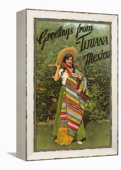 Greetings from Tijuana, Senorita in Sarape-null-Framed Stretched Canvas