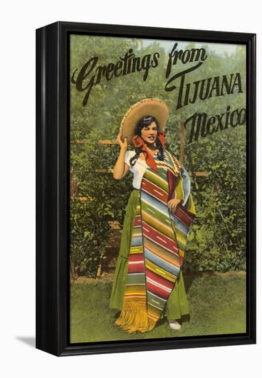 Greetings from Tijuana, Senorita in Sarape-null-Framed Stretched Canvas