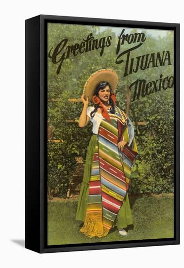 Greetings from Tijuana, Senorita in Sarape-null-Framed Stretched Canvas