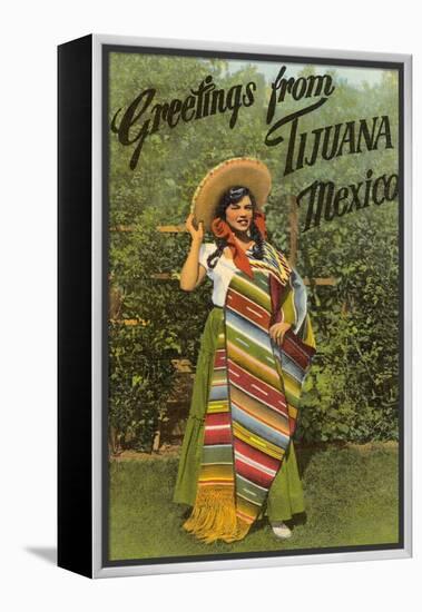 Greetings from Tijuana, Senorita in Sarape-null-Framed Stretched Canvas