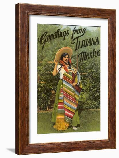 Greetings from Tijuana, Senorita in Sarape-null-Framed Art Print