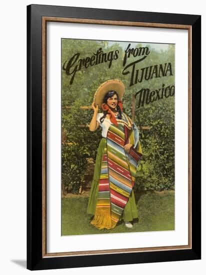 Greetings from Tijuana, Senorita in Sarape-null-Framed Art Print