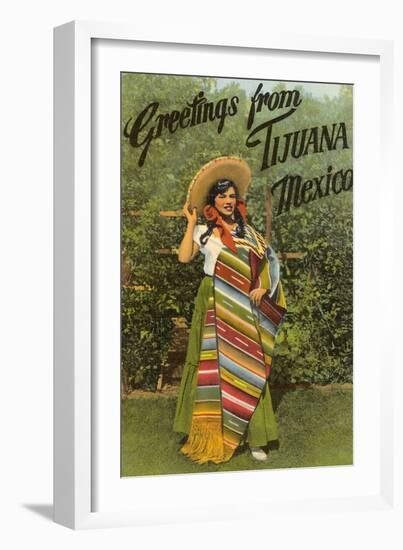 Greetings from Tijuana, Senorita in Sarape-null-Framed Art Print