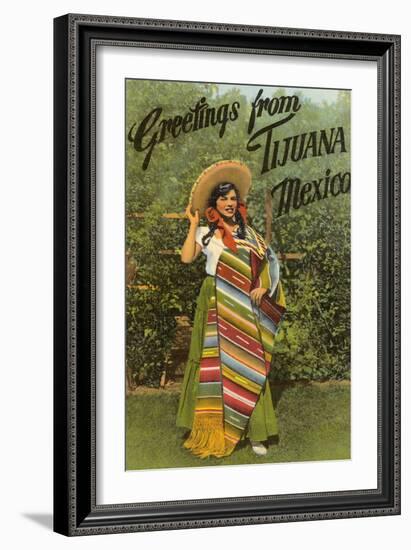 Greetings from Tijuana, Senorita in Sarape-null-Framed Art Print