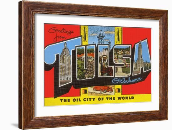 Greetings from Tulsa, Oklahoma, the Oil City of the World-null-Framed Giclee Print