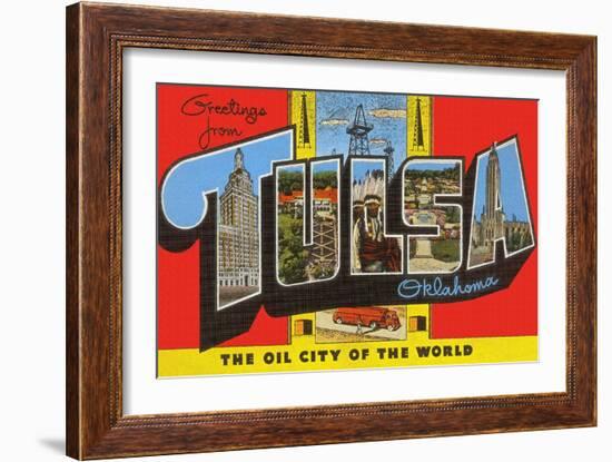 Greetings from Tulsa, Oklahoma-null-Framed Art Print