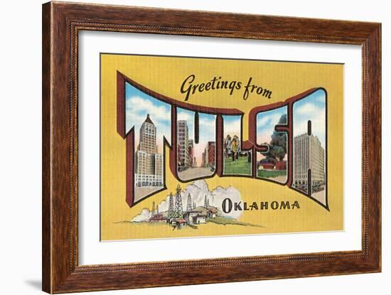 Greetings from Tulsa, Oklahoma-null-Framed Art Print