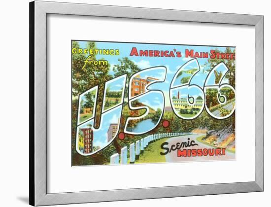Greetings from US 66, Missouri-null-Framed Art Print