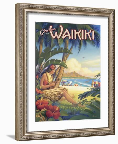 Greetings from Waikiki-Kerne Erickson-Framed Art Print