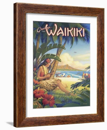 Greetings from Waikiki-Kerne Erickson-Framed Art Print