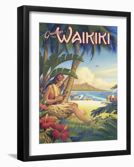 Greetings from Waikiki-Kerne Erickson-Framed Art Print