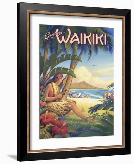 Greetings from Waikiki-Kerne Erickson-Framed Art Print