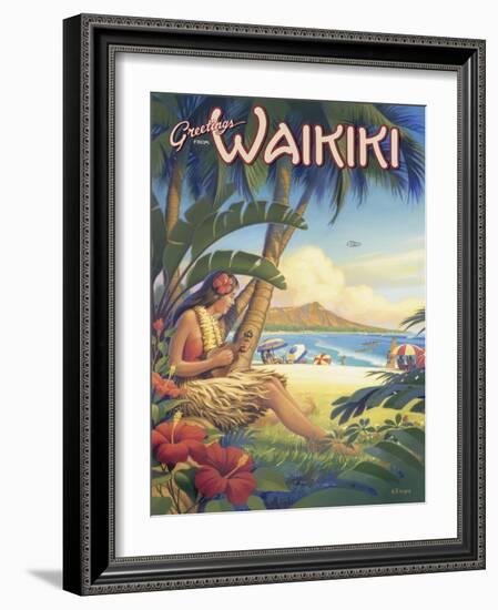 Greetings from Waikiki-Kerne Erickson-Framed Art Print