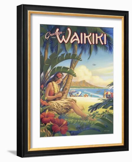 Greetings from Waikiki-Kerne Erickson-Framed Art Print