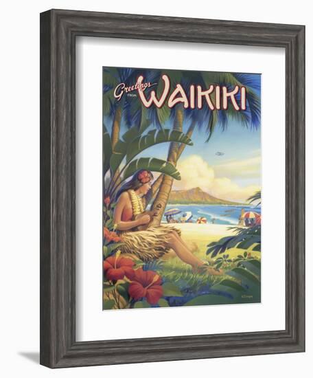 Greetings from Waikiki-Kerne Erickson-Framed Art Print