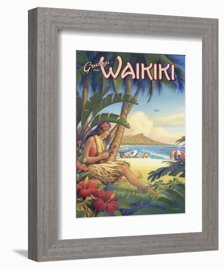 Greetings from Waikiki-Kerne Erickson-Framed Art Print