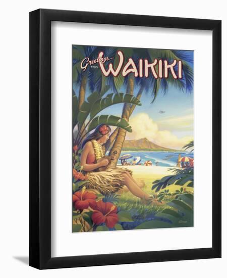 Greetings from Waikiki-Kerne Erickson-Framed Art Print