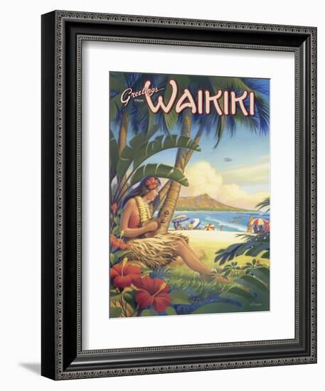 Greetings from Waikiki-Kerne Erickson-Framed Art Print