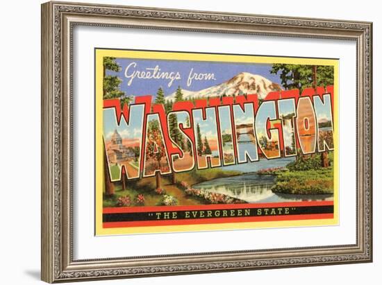 Greetings from Washington, the Evergreen State-null-Framed Giclee Print