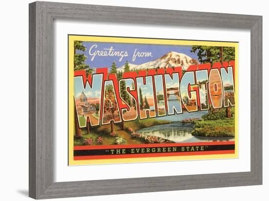 Greetings from Washington, the Evergreen State-null-Framed Giclee Print