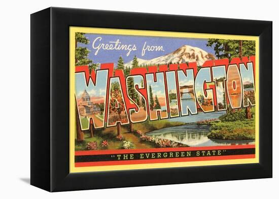 Greetings from Washington-null-Framed Stretched Canvas