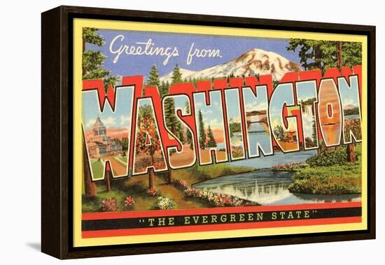 Greetings from Washington-null-Framed Stretched Canvas