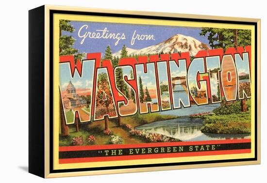 Greetings from Washington-null-Framed Stretched Canvas