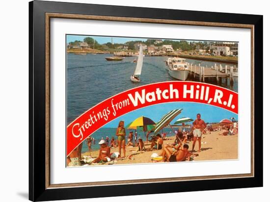 Greetings from Watch Hill, Rhode Island-null-Framed Art Print