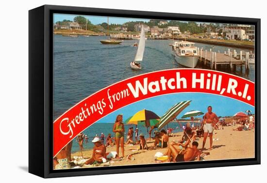 Greetings from Watch Hill, Rhode Island-null-Framed Stretched Canvas